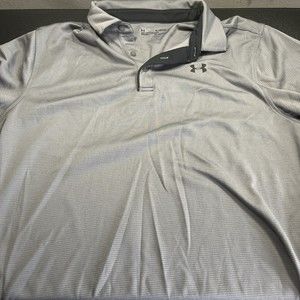 Mens Under Armour Polo Size XL Loose Grey Short Sleeve Heat Gear Light Casual